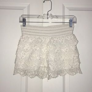 White lace shorts